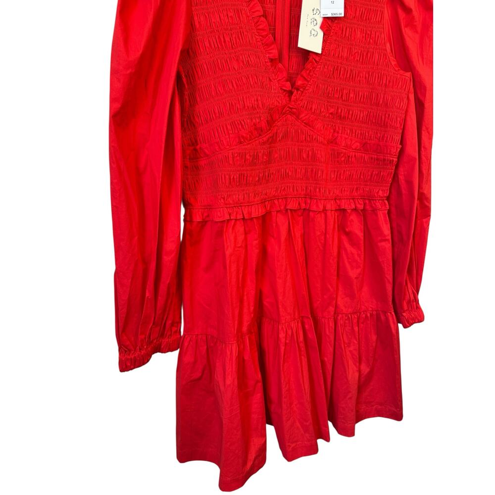 SEA NY NWT Scarlet Gaia Solid Cotton Longsleeve Mini Dress Sz 12 Valentine’s Day - Picture 8 of 14
